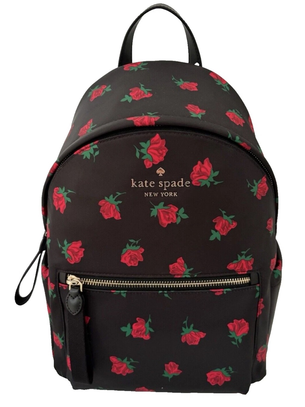 kate spade Black and Red Rose Print Mini Backpack
